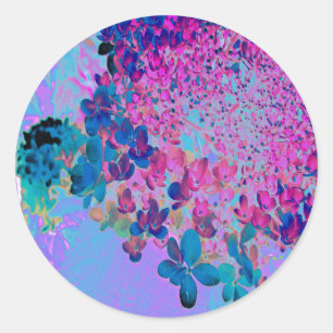 Elegante Dunkelblaue und Magenta Limelight Hortens Runder Aufkleber