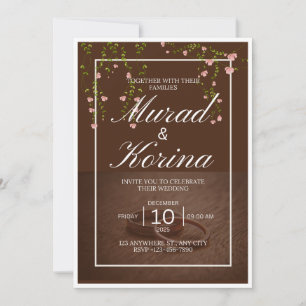 Elegante dunkelbraune Floral Einladung