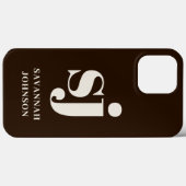 Elegante dunkelbraune Monogramm-Initialen Case-Mate iPhone Hülle (Rückseite (Horizontal))