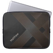 Elegante Dunkelgoldene Linien mit Individuelle Nam Laptopschutzhülle (Vorderseite)