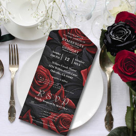 Elegante dunkelgotische Rose der Blüte auf schwarz All In One Einladung