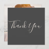 Elegante Dunkelgrau Foto Hochzeit Dankeschön Karte (Vorne/Hinten)