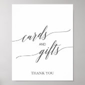 Elegante dunkelgraue Kalligraphie-Karten und Gesch Poster (Vorne)