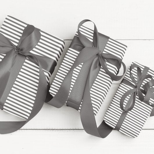 Elegante dunkelgraue und weiße Streifen Geschenkpapier