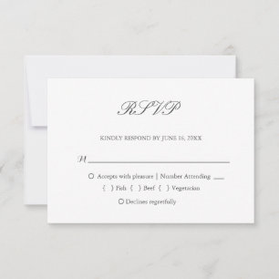 Elegante dunkelgraue weiße Typografie Hochzeit RSVP Karte