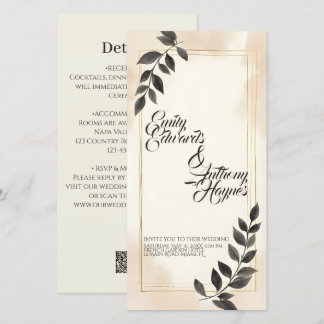 Elegante dunkelgrüne Blatt-Hochzeitseinladung