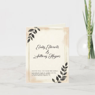 Elegante dunkelgrüne Blatt-Hochzeitseinladung Dankeskarte