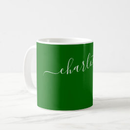 Elegante dunkelgrüne Farbe moderner Name Personali Kaffeetasse