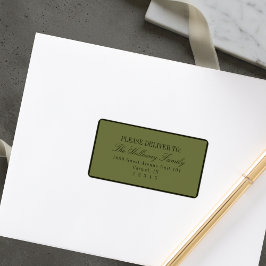 Elegante dunkelgrüne formelle Hochzeitsschrift Adressaufkleber
