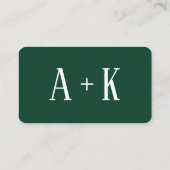 Elegante, dunkelgrüne Gift Registrierungskarte Begleitkarte (Rückseite)