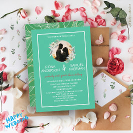 Elegante, dunkelgrüne goldene Hochzeit Einladung