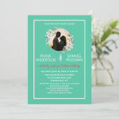 Elegante, dunkelgrüne goldene Hochzeit Einladung (Stehend Vorderseite)