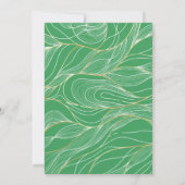 Elegante, dunkelgrüne goldene Hochzeit Einladung (Rückseite)