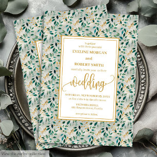 Elegante dunkelgrüne Goldfoliage Einladung zur Hoc