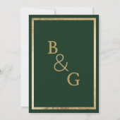 Elegante, dunkelgrüne Goldhochzeit Einladung (Rückseite)