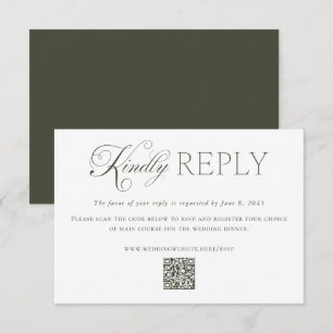Elegante dunkelgrüne Hochzeit individuelle QR-Code RSVP Karte