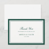 Elegante Dunkelgrüne Rahmen Hochzeit Danke (Vorne/Hinten)