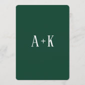 Elegante, dunkelgrüne Save the Date Flachkarte (Rückseite)