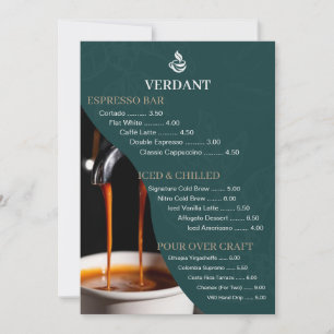 Elegante dunkelgrüne Spezialitäten-Kaffeehaus-Spei Einladung