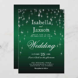 Elegante Dunkelgrüne Sternenleuchten Einladung zur