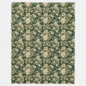 Elegante dunkelgrüne und goldene Blumen-Decke Fleecedecke (Vorderseite)