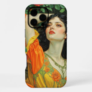 Elegante dunkelhaarige Art Nouveau Frau iPhone 16 Pro Max Hülle