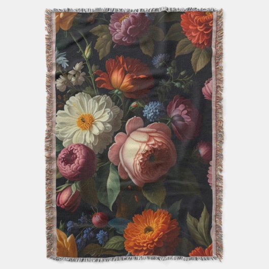 Elegante, dunkelmoody Vintage Flora Decke (Vorderseite Vertikal)