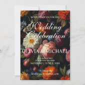 Elegante, dunkelmoody Vintage Flora Einladung (Vorderseite)