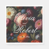 Elegante, dunkelmoody Vintage Flora Serviette (Vorderseite)