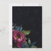 Elegante, dunkelrosa blumengeschmückte Hochzeitsfe Einladung (Rückseite)