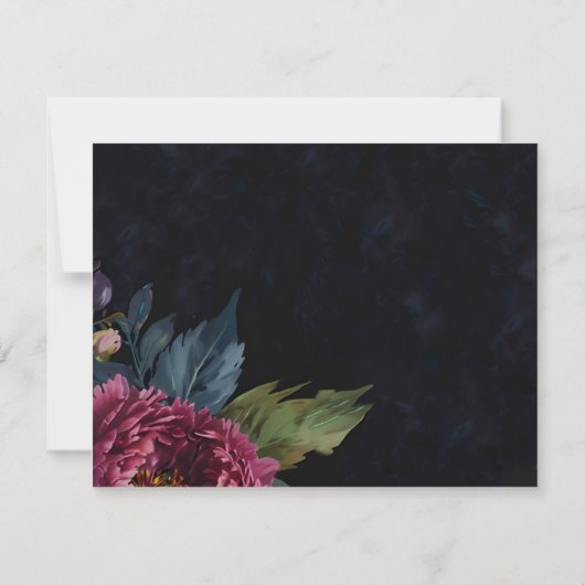 Elegante dunkelrosa Blumenhochzeit Danke Karte (Rückseite)