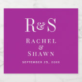 Elegante, dunkelrosa Chic Moderne Monogramm Hochze Schaumweinetikett (Einzelnes Label)