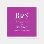 Elegante, dunkelrosa Chic Moderne Monogramm Hochze Serviette (Vorderseite)