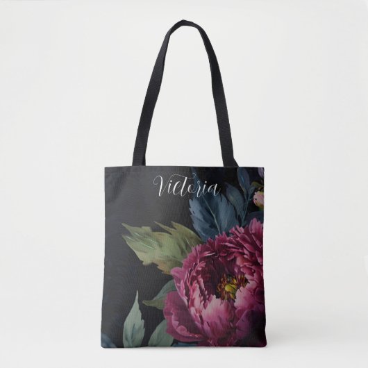 Elegante dunkelrosa, florale Aquarellfarben Tasche (Vorderseite)