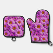 Elegante dunkelrosa Magenta Ofenhandschuh & Topflappen-Set (Vorderseite)