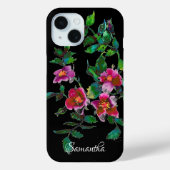 Elegante dunkelrosa moderne Aquarellfarben-Wildblu Case-Mate iPhone Hülle (Rückseite)