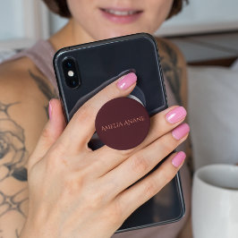 Elegante Dunkelrot-Blütenpinken-Typografie Handy Ring