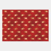 Elegante dunkelrote Goldfolie Weihnachtspoinsettia Geschenkpapier Set (Vorderseite 3)