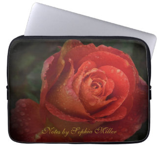 Elegante Dunkelrote Rose Botanik Elektronik-Tasche Laptopschutzhülle