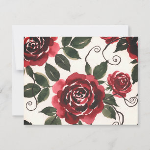 Elegante dunkelrote Rosen Blumen-Einladung Einladung