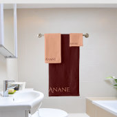 Elegante dunkelrote und rosa Typografie Badhandtuch Set