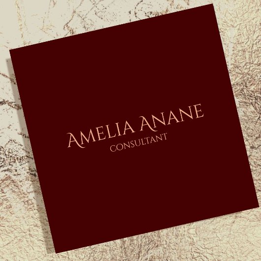 Elegante dunkelrote und rosa Typografie Quadratische Visitenkarte