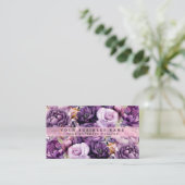 Elegante, dunkelviolette Blumen Business Cards Visitenkarte (Stehend Vorderseite)