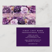 Elegante, dunkelviolette Blumen Business Cards Visitenkarte (Vorne/Hinten)