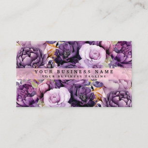 Elegante, dunkelviolette Blumen Business Cards Visitenkarte