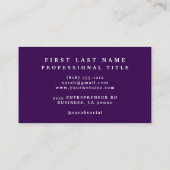Elegante, dunkelviolette Blumen Business Cards Visitenkarte (Rückseite)