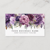Elegante, dunkelviolette Blumen Business Cards Visitenkarte (Vorderseite)