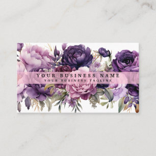 Elegante, dunkelviolette Blumen Business Cards Visitenkarte