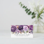 Elegante, dunkelviolette Blumen Business Cards Visitenkarte (Stehend Vorderseite)