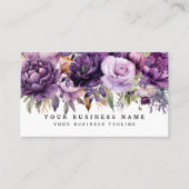 Elegante, dunkelviolette Blumen Business Cards Visitenkarte (Vorderseite)